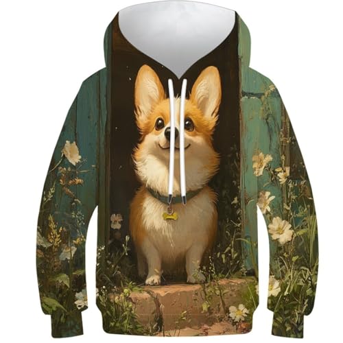 Pull Corgi enfant imprimé 3D idéal pour l'école et les loisirs des ados