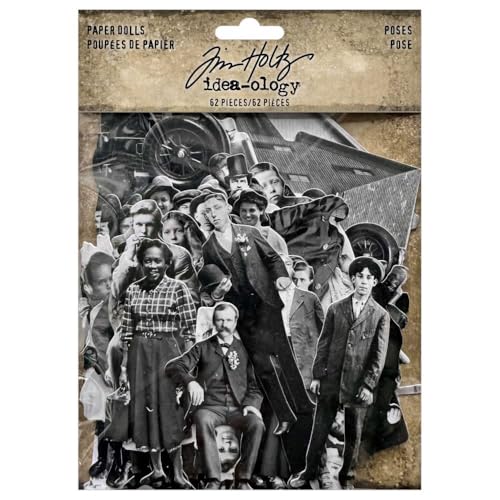 Tim Holtz Idea-ology TH94376 Paper Doll Poses Tim Holtz Iddeaology Papierpuppenposen, schwarz und weiß, 62 stück