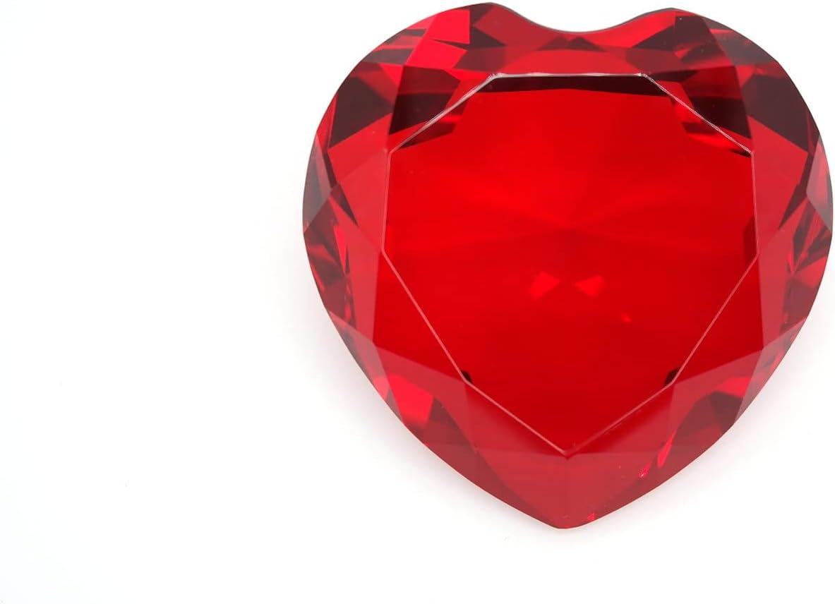 Tripact 80mm Red Color Crystal Glass Diamond Shaped Crystal Paperweight