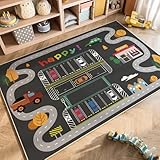 大判 プレイマット 道路柄 カーペット 子供部屋 フロアマット 敷物 ラグマット 160*230cm 冷房対策 ふわふわ オシャレ 遮音 防塵 へたらない 洗える 防臭防滑 和室 洋室 ペット対応 居間用 マイクロファイバー