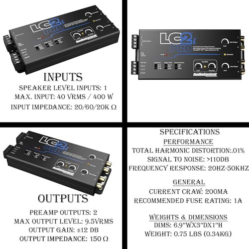 Elite Audio AccuBASS 2-Ch Line Out Converter Kit - LC2iPro Processor and 17ft Oxygen Free RCA Cable - Thumbnail 2