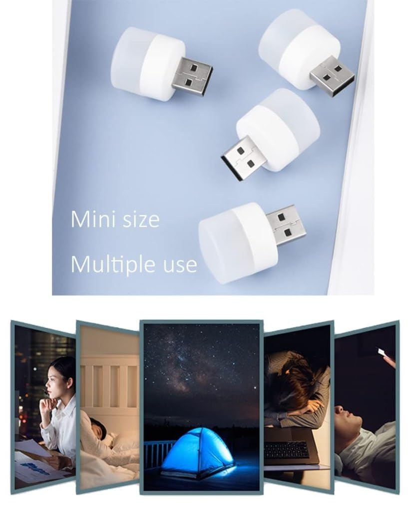 ONISHOMES USB Night Light, Plug in Small Led Nightlight Mini Portable for PC Car Bulb Indoor Outdoor Camping Reading Sleeping Bedroom Bathroom Nursery Hallway Kitchen (Pack of 10) 2