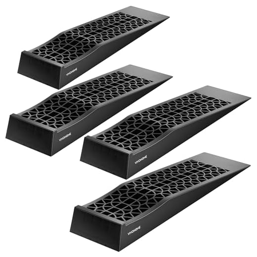 VIVOHOME Car Service Ramps Low Profile Plastic 6 Ton Race Truck Ramps for Oil Changes Wheels Lift Maintenance Pack of 4