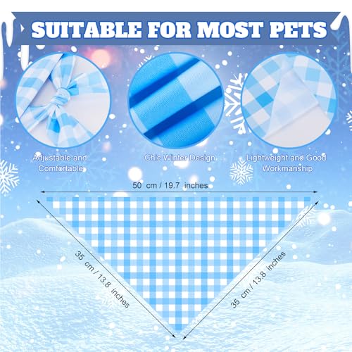 Image of Abbylike 50 Pcs Plaid Dog Bandanas Bulk Blue Checkered Bandanas for Dogs Triangle Kerchief Bibs Scarf Set for Pet Holiday Costume Photo Props Accessories Pet Shops (19.7 x 13.8 x 13.8 Inch)