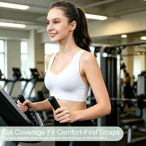 Image of Double Couple 3 Pack Sports Bras for Women Medium Support Adjustable Padded Crossback Sports Bra for Yoga Gym