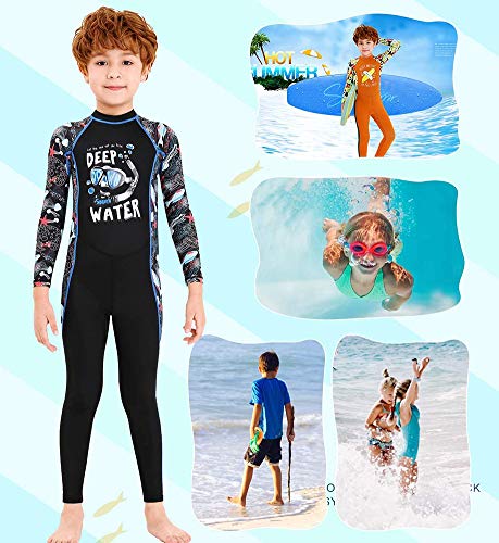 Image of Full Body Kids Swimsuit One Piece Rash Guard Long Sleeve Wetsuit Skin for Girls Boys
