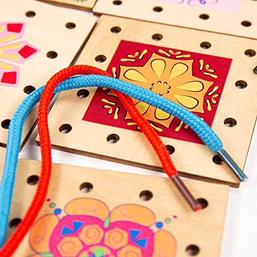 Bigjigs Toys Lacing Tiles Juguete de Madera para Habilidades Motoras miniatura 2