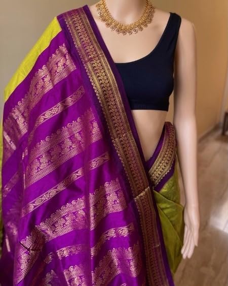 Image of South Cotton Gadwal Saree for Women | Celebrity Inspired Traditional Ethnic Wear | Chettinad & Kalyani Cotton Sarees | Soft Cotton Saree with Blouse Piece