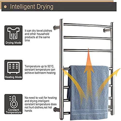 Toallero eléctrico de acero inoxidable 304 con 7 barras calefactables para pared de baño 3
