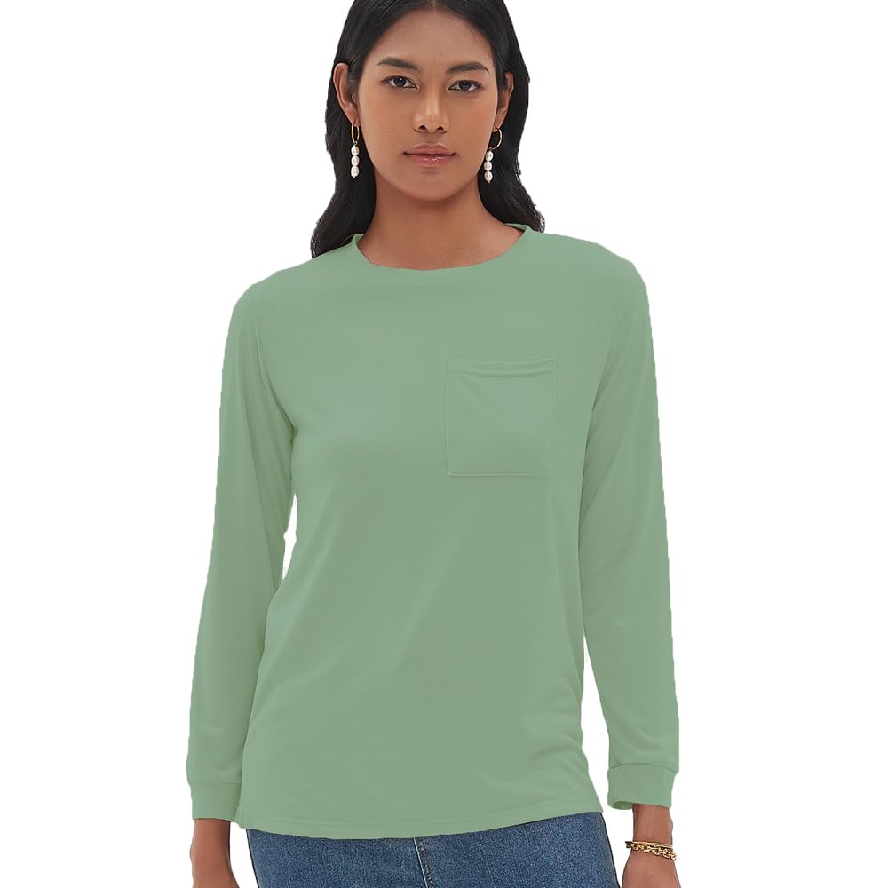 SUOTFCasual Long Sleeve Tops for Women Crew Neck Sweatshirts Pullover Tunic Tops