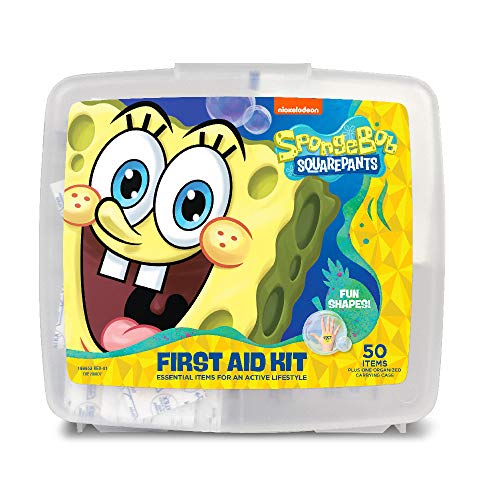 Spongebob First Aid Kit for Kids with Fun Shaped Bandages | Includes 50