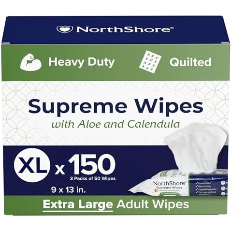 NorthShore Supreme Heavy-Duty Quilted Wipes, X-Large, 9 x 13 in., 50 ct, 3-Pack Cover