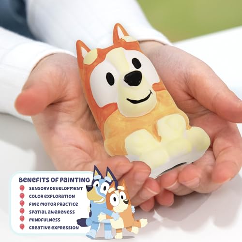 Image of Bluey Paint Your Own Bingo Figurine, Paintable Ceramic Figure, Includes 6 Acrylic Paints, Paintbrush, Toys, Birthday Decorations, Party Favors, Kids Activities