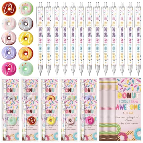 Sinload 30 Sets Donuts Gifts Bulk Valentines Donuts Party Favors Inspirational Mechanical Pencil Stress Ball and Awesome Cards Valentines Office Staff Gifts for Employee Coworkers Team Group