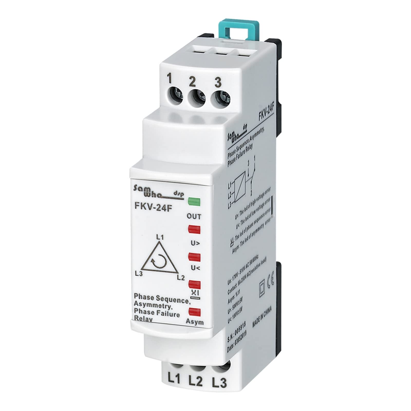QEFHSVVZE FKV-24F 3 * 380V Over&Under Volt, Phase Failure, Phase Asymmetry, Phase Sequence Relay