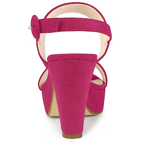 Allegra K Allegra K Women's Slingback Platform Heels Chunky High Hot Pink Heel Sandals 9 M US