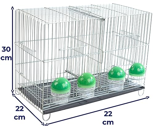 GAIOLA CRIADEIRA PARA CANÁRIO COM 04 COMEDOUROS ZINCADA PRATA