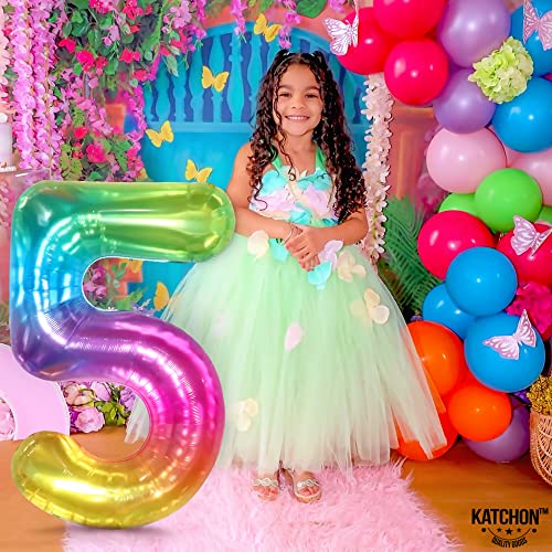 Image of KatchOn Giant Rainbow 5 Balloon Number - 40 Inch | Number 5 Balloons