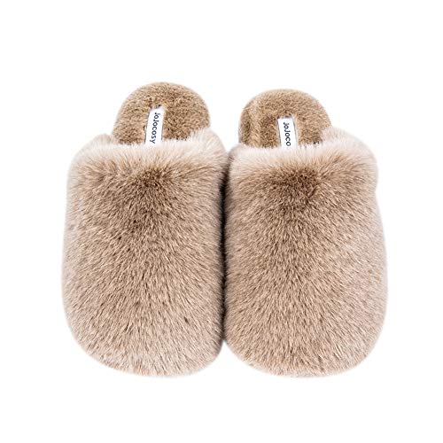 Densely Long-haired Lady’s Comfy Fuzzy Memory Foam Scuff Women’s Warm Plush Closed-Toe Comfortable Slippers3