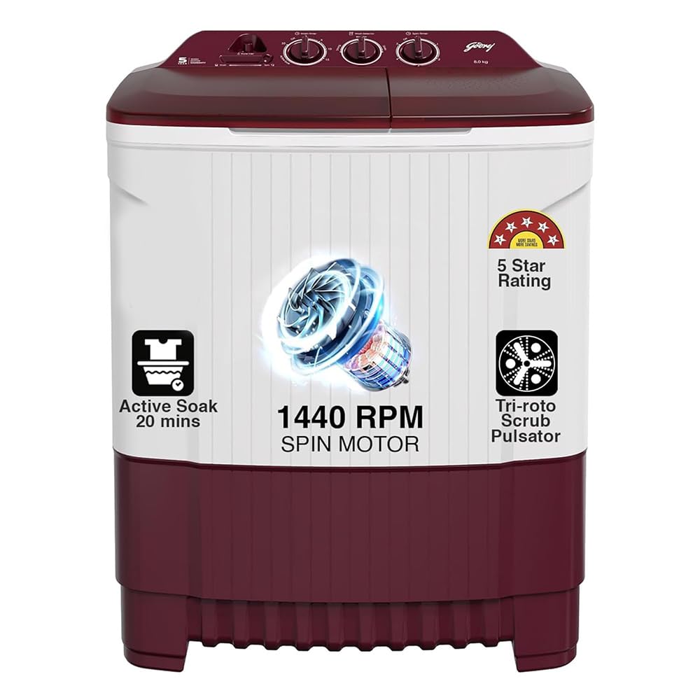 See full amazon price history chart for Godrej 8 Kg 5 Star Active Soak Technology Semi-Automatic Top Load Washing Machine (WSEDGE CLS 80 5.0 PN2 M WNRD, Wine Red, Wash Upto 8 King Size Bedsheets) Godrej 8 Kg 5 Star Active Soak Technology Semi-Automatic Top Load Washing Machine (WSEDGE CLS 80 5.0 PN2 M WNRD, Wine Red, Wash Upto 8 King Size Bedsheets) (B08YQZPDGK) Amazon Price History, Amazon Price Tracker