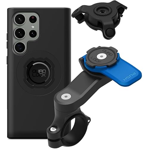 Quad Lock Motorcycle Handlebar Mount Kit with Vibration Dampener and MAG Phone Case for Samsung Galaxy S23 Ultra