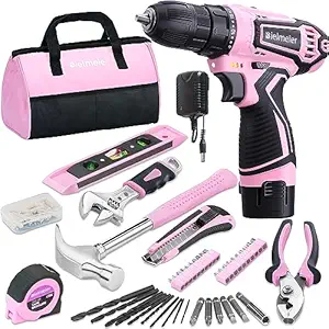 Bielmeier 12V Pink Cordless Drill Set - Essential Women's power drill tool set for house Projects - Complete Ladies Tool Set with Stylish Pink Accessories, Ideal for Home Maintenance