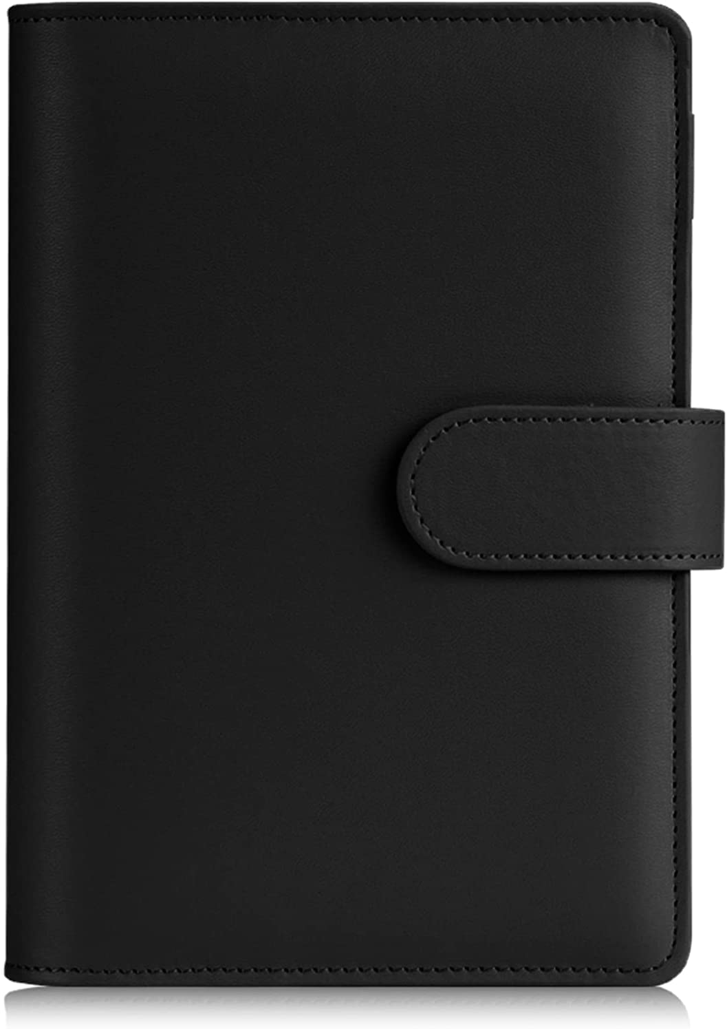 ALIBRAHIM A6 Notebook Binder, 6 Ring Planner with Stylish Design, Loose Leaf Personal Organizer Binder Cover with Magnetic Buckle Closure, PU Leather Binder for Women with Macaron Colors-Black
