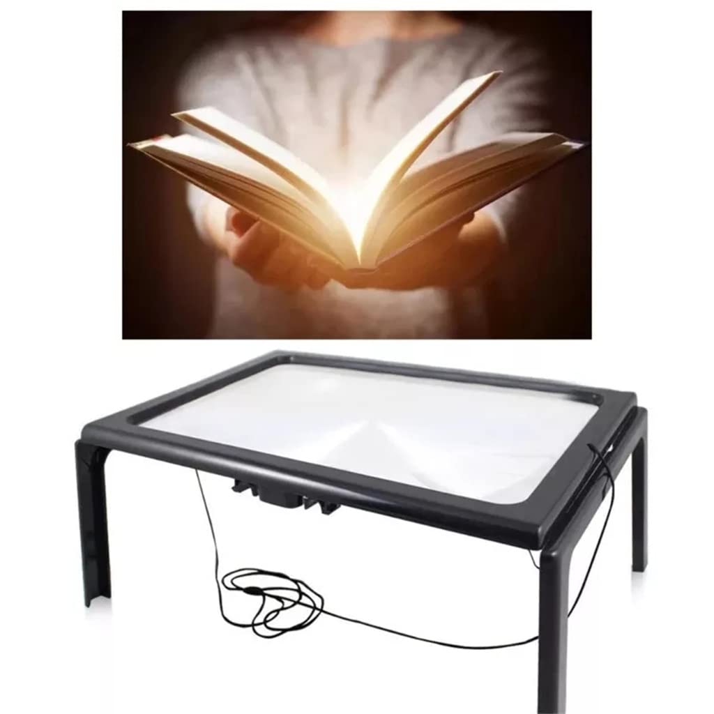 DEUYO Loupe de Lecture rectangulaire Pliable avec lumière, loupe de Table Pliante Portable Warm as Ever