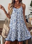Dokotoo Summer Dress for Women 2026 Sexy Spaghetti Strap Scoop Neck Ruffle Hem Flowy Mini Boho Dresses