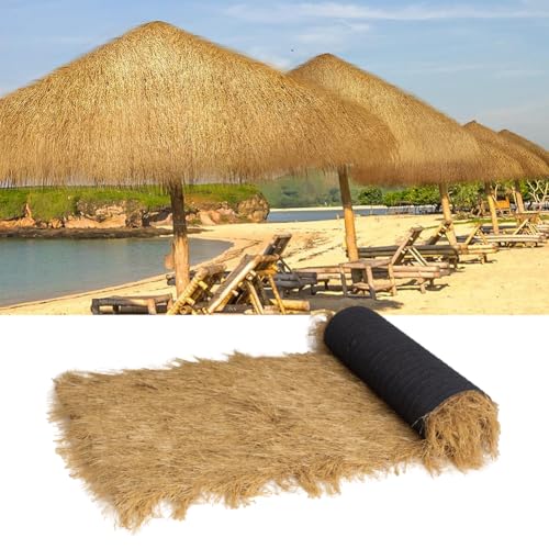 LITA Realistic Synthetic Thatch Roll Sun-Bleached Yellow Customized Sizes - Reinforced Weave for Mexican Palapa Tiki Bars Hawaiian Parties & Patio Decor (2 FT x8 FT)