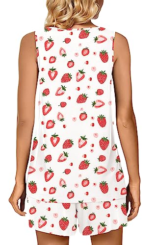 Image of POPYOUNG Pajama Set for Women Summer 2 Piece Lounge Shorts Sets Sleepwear