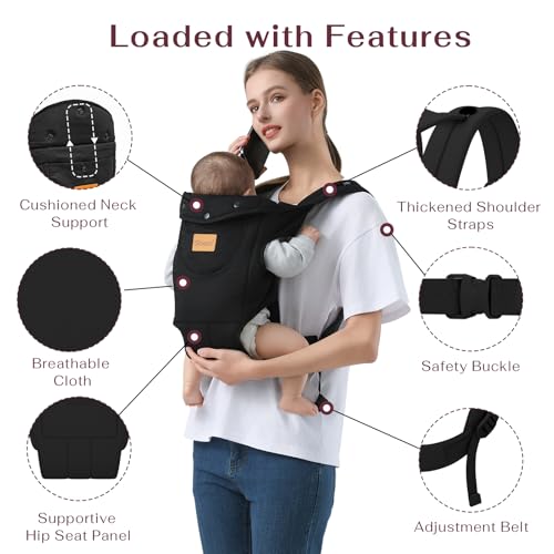 baby carrier newborn to toddler7-30lbs toddler carrier baby holder carrier with adjustable shoulder strap chest carriers black