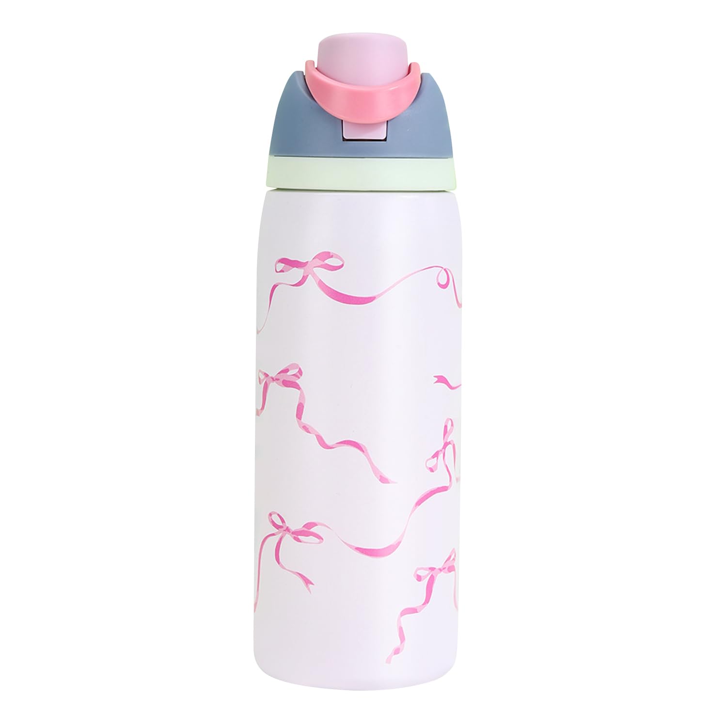 Myouhuo Insulated Water Bottle 946ml(32oz) Stainless Steel Sports Water Bottles with Straw Dual-use Lid Drink Flask Design for Gym