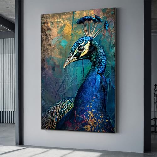 Impression sur toile paon de qualité supérieure avec châssis bois véritable