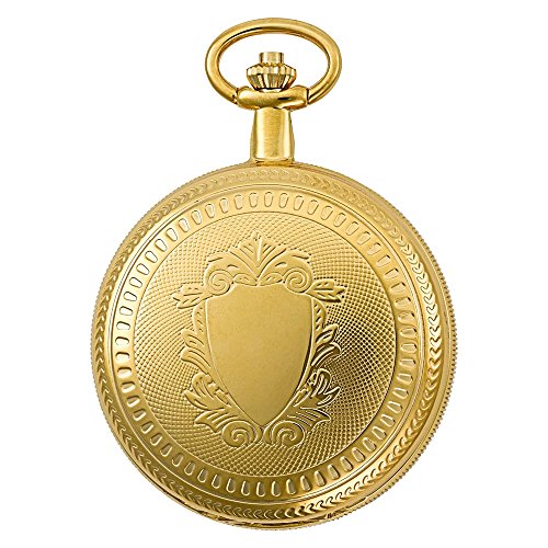 Gotham Men's Gold Plated Double Hunter Mechanical Pocket Watch # GWC14051GA - Image 4