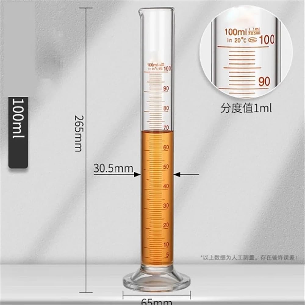 Cristalería de Laboratorio Probeta graduada de vidrio de 100 ml for petróleo, cilindro de medición con cilindro graduado