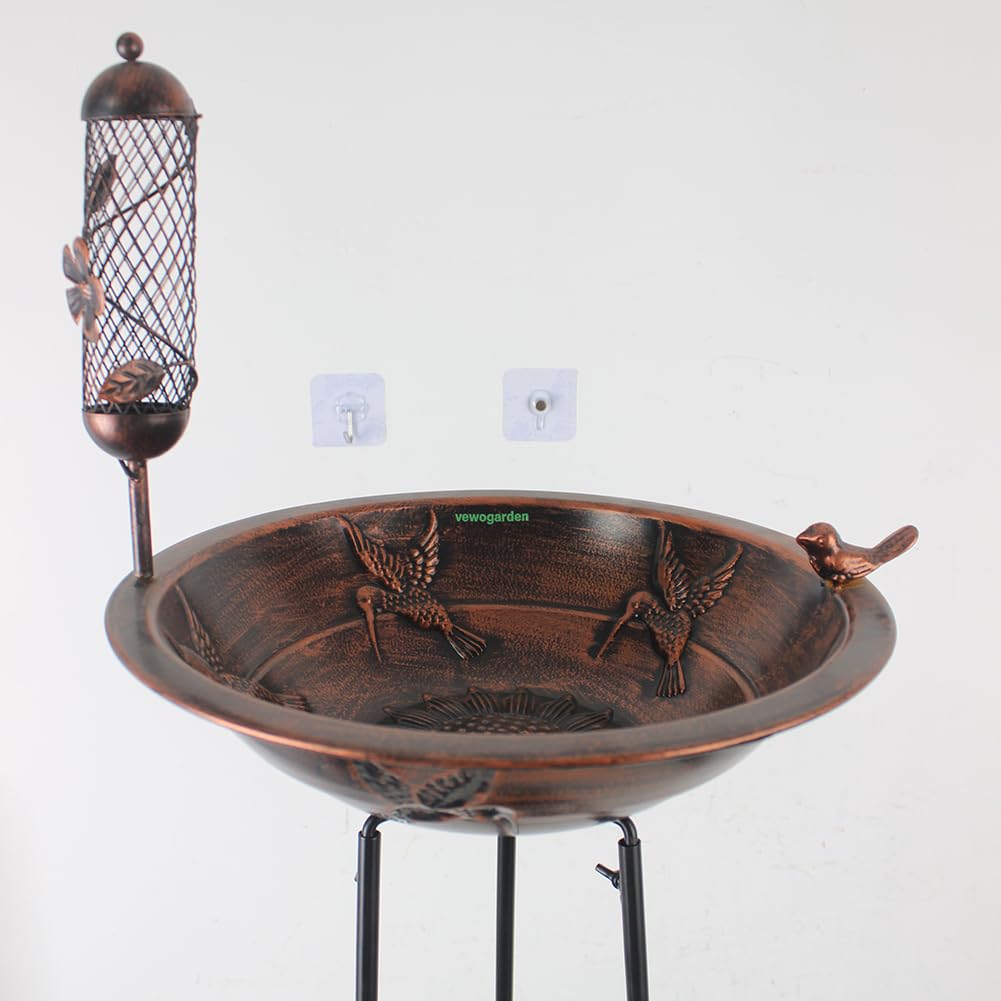 VEWOGARDEN Vogeltränke mit Ständer für den Außenbereich, stehend, Metall, Vogeltränke, Garten, Vogeltränke für draußen, Terrasse, Hof, Dekoration