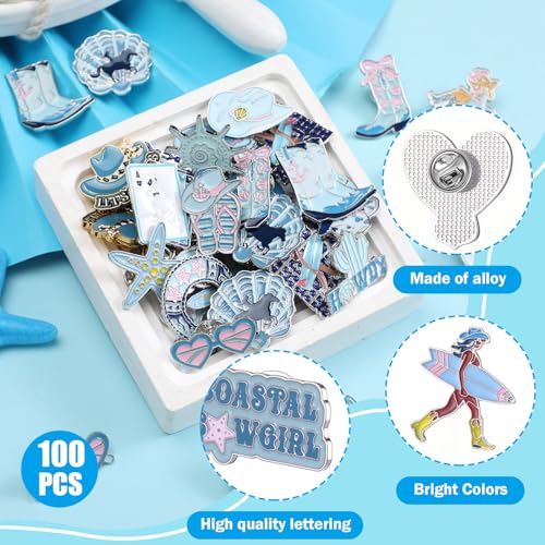 Image of Landical 60 Pcs Western Lapel Enamel Pins Bulk Silly Goose Derby Horse Camping Coastal Cowgirl Cowboy Hat Pins for Clothing Bag Truck Hat Decor Jewelry Party Favors Gift