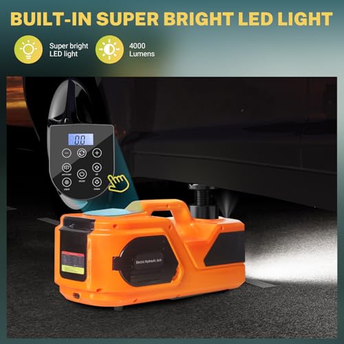 Image of E-HEELP 5 ton Cordless Electric car Jack kit with Hydraulic Lift,Lithium Battery & Double Cylinder air Pump & LCD Touch Screen - Portable car Jack and Stand kit Includes Impact Wrench