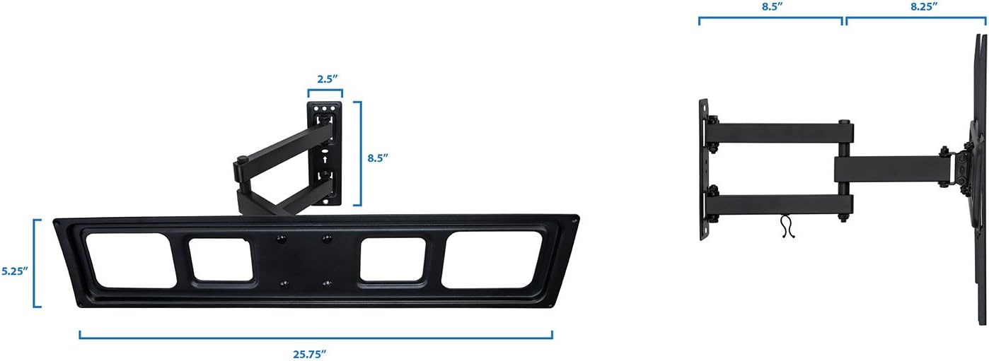 Mount-It! Full Motion TV Wall Mount | Single Stud Installation | Swivel, Tilt & 17” Extension | Single Arm Bracket for 37-70 Inch TVs | Heavy-Duty Steel | Fits VESA 100x100-600x400 | 77 lbs Capacity