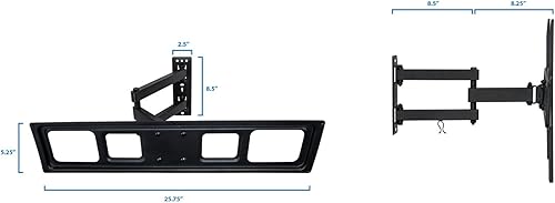 Miniatura 5 de Mount-It! Soporte de pared para TV de movimiento completo, instalación de un solo perno, giratorio, inclinación y extensión de 17 pulgadas, soporte