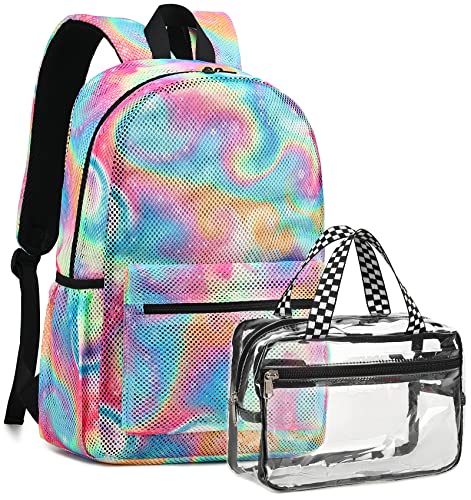 Mesh Backpack For School Girls Kids Lightweight See Through Bookbag With Clear Lunch Bag Semi-Transparent Bag For Swim Sports Travel Pool Beach #TOP7