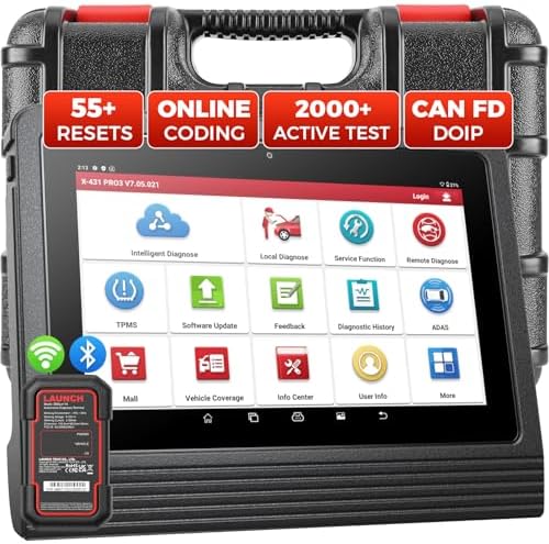 Launch X431 PRO3 V+ 5.0, 2026 Upgrade Bluetooth Bi-Directional Scan Tool, OEM Topology Mapping, HD Trucks Diagnosis, Online Coding, 55+ Services, CAN FD AutoAuth FCA SGW, 2-Year Free Update