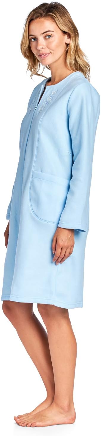 Casual Nights Women's Long Sleeve Zip Up Front Short Fleece Robe - Image 3