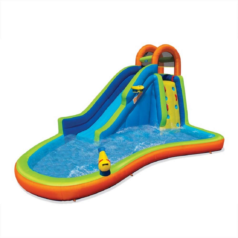 Big Blast Water Park, Length: 14 ft 5 in, Width: 10 ft 7 in, Height: 7 ft 11 in, Inflatable Outdoor Backyard Water Slide Splash Bounce Climbing Toy,Blue/Orange