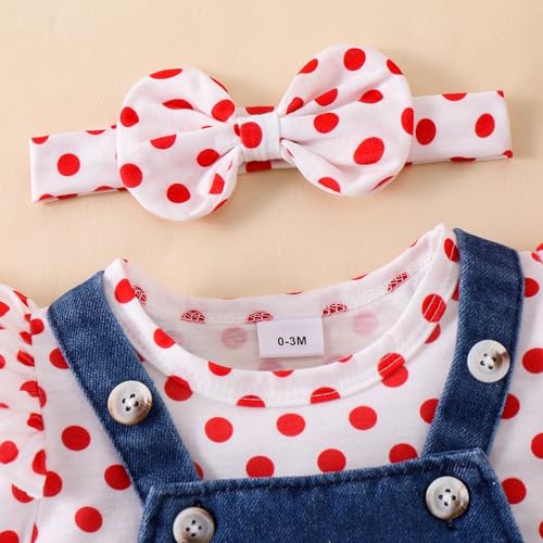Image of Baby Girl Clothes Newborn Ruffle Romper Elephant Jeans Skirt 0-18M | Soft Romper, Adjustable Jean Skirt with Headband Elephant Butterfly Design, Snap Closure, Everyday Wear