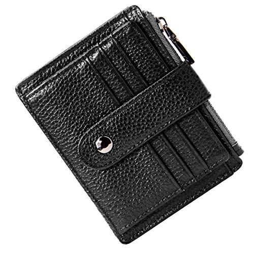 BTNEEU Homme Femme Porte Carte de Credit Cuir RFID Blocage Portefeuille Cuir Petit, Porte Carte Slim avec Poche à Monnaie, Petit Porte Monnaie Cuir avec 9 Emplacements de Carte (Noir)