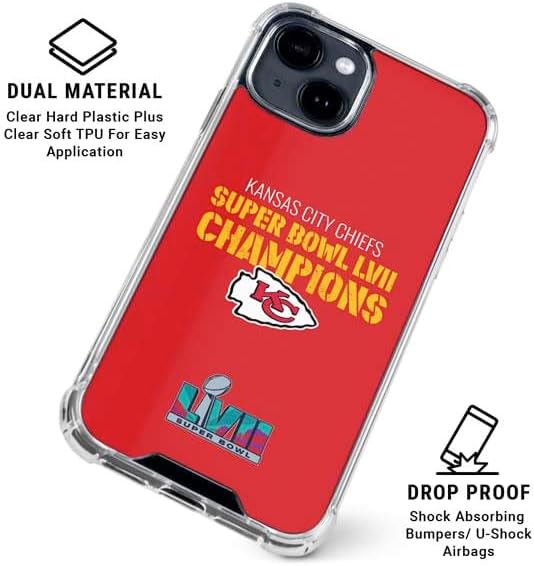 Skinit Clear Phone Case Compatible with iPhone 14 - Officially Licensed NFL Kansas City Chiefs Super Bowl LVII Champions Design