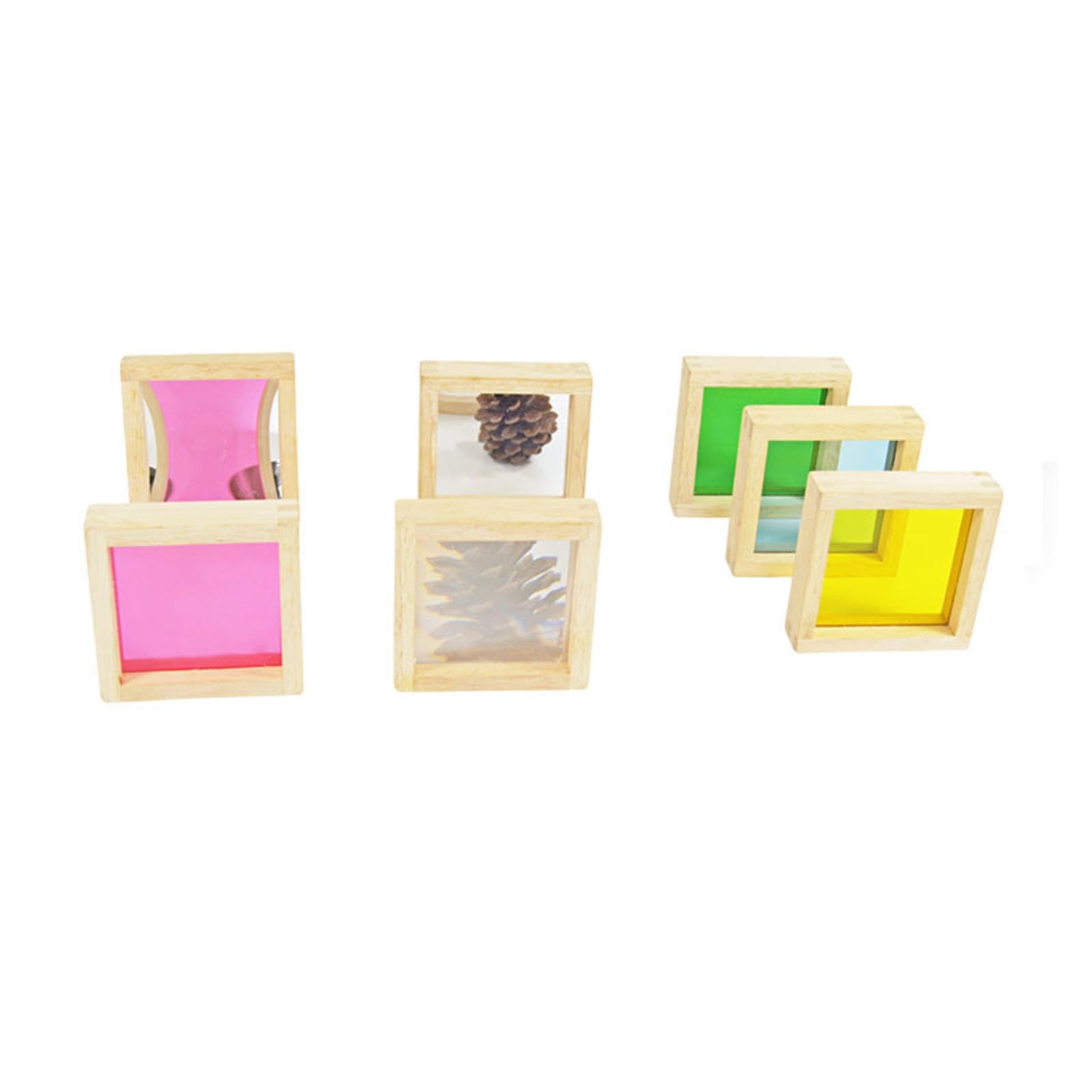 Set di 7 Blocchi Da Costruzione in Legno Acrilico Colorato per Lo Sviluppo Sensoriale Nella Scuola Dell'infanzia: Ideali per Impilare E Apprendere, come descritto, 14cm
