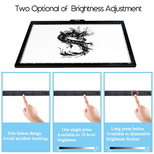Mlife A4 LED Tracing Light Box - Professional Super Bright LED 10 Level Dimmable Brightness Tracer Pad with Physical Buttons for Drawing Sketching Animation X-ray Viewing Tattoo Diamond Painting
